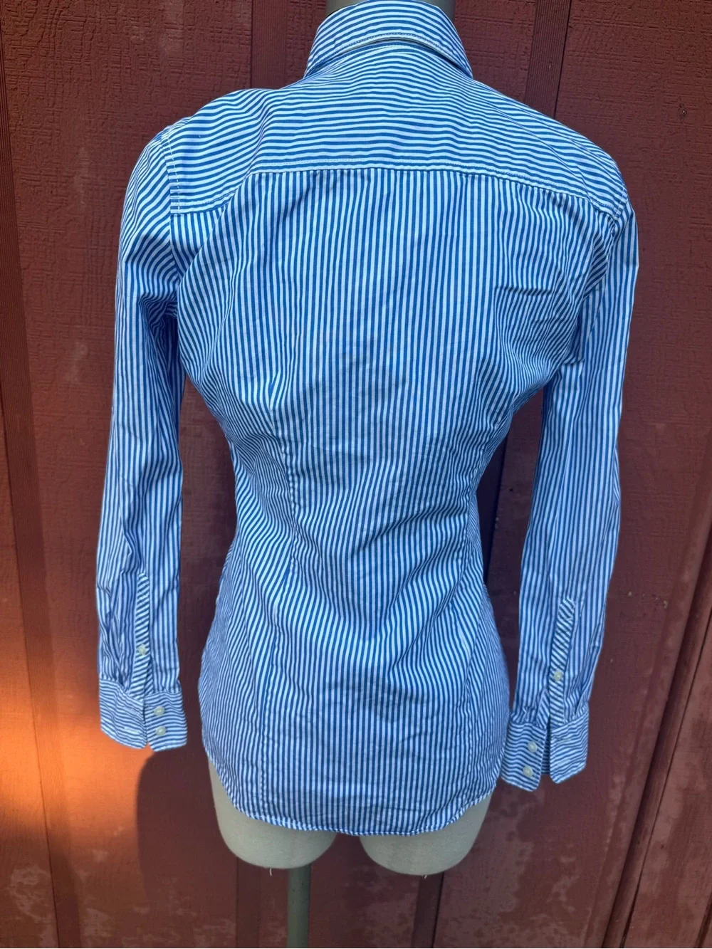 J.Crew Haberdashery Blue White Striped Button Down Shirt Fitted XXS